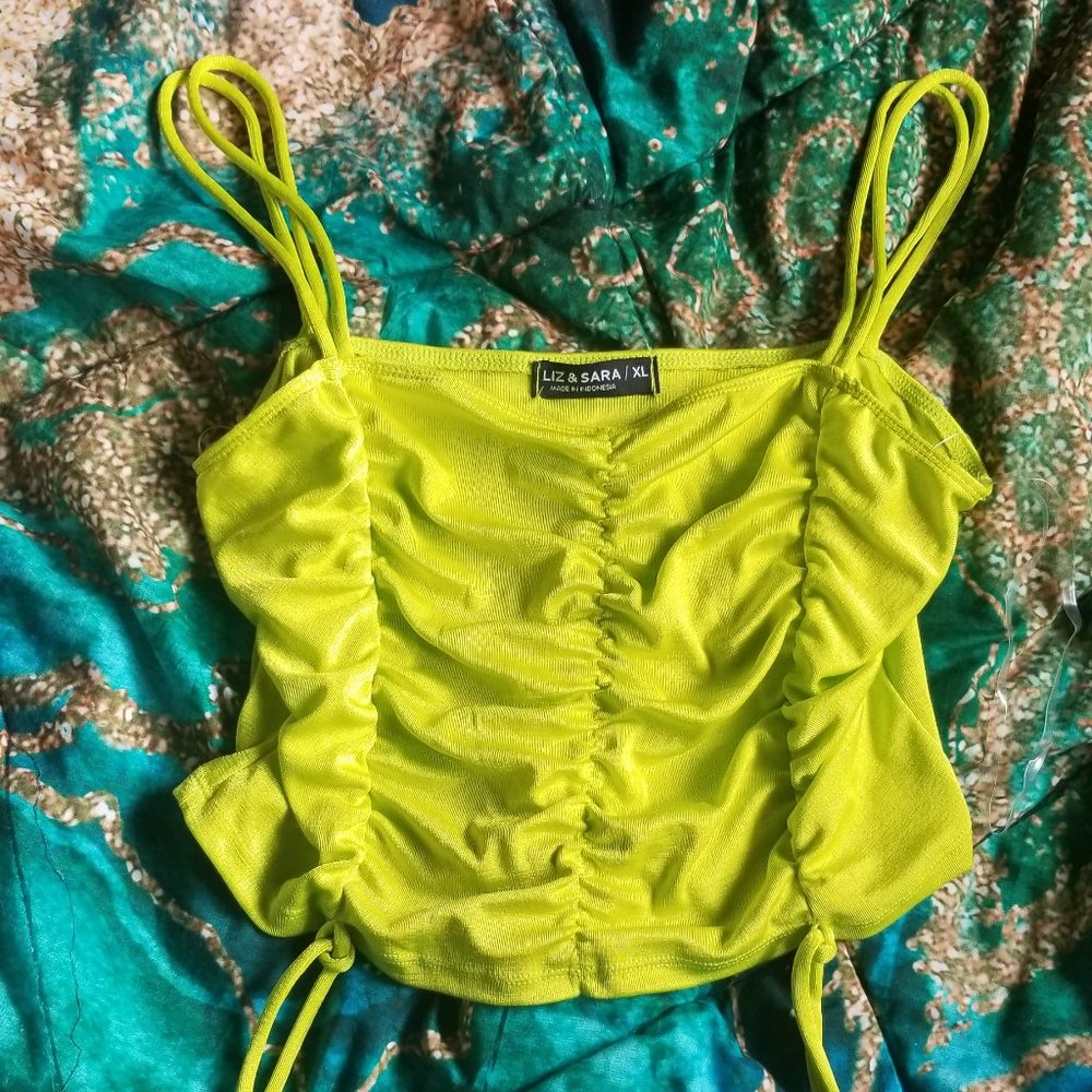 Lime green scrunched top
